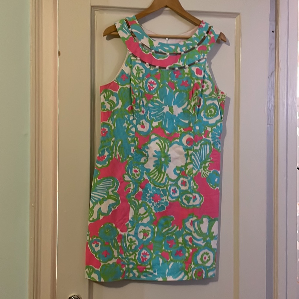 Floral Pink and Green Sleeveless Dress